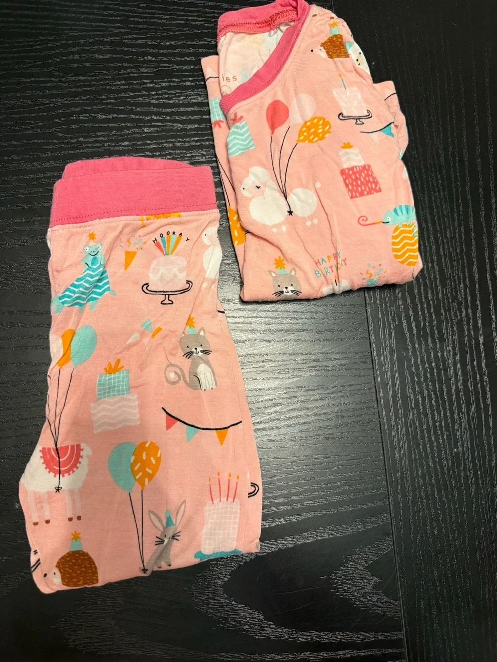 Little Sleepies Pink Birthday Animals Pajama Set